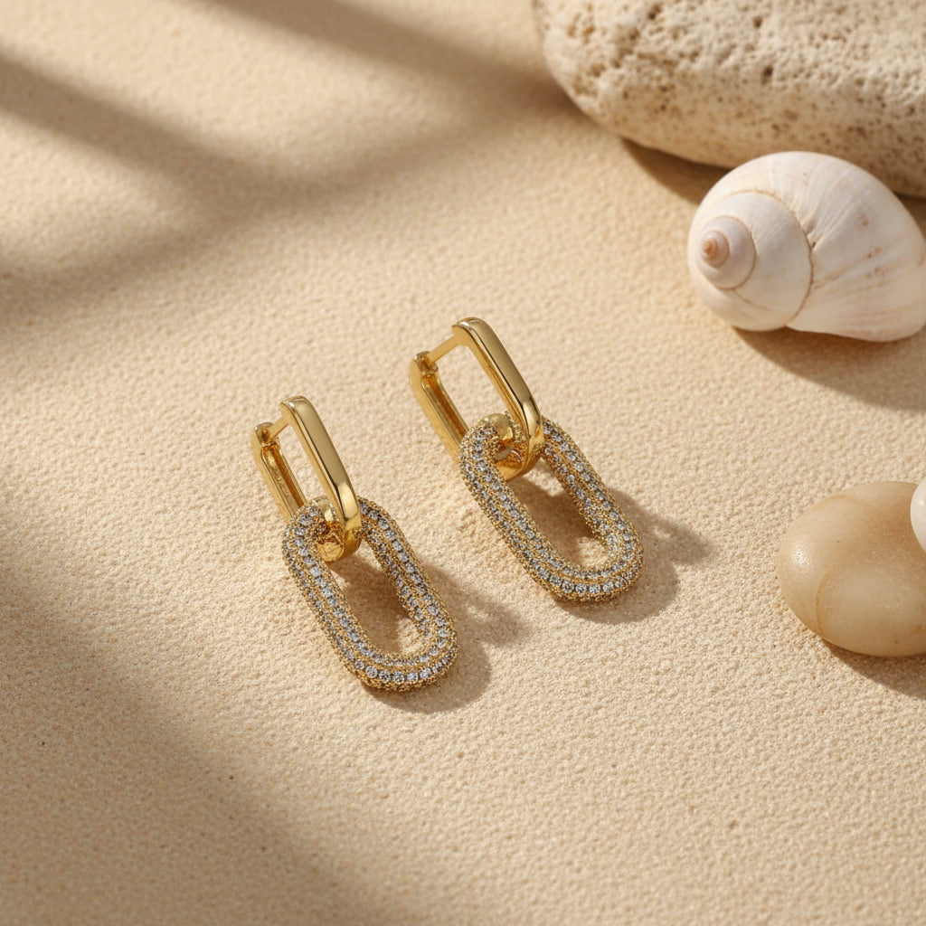 STONE LINK EARRINGS