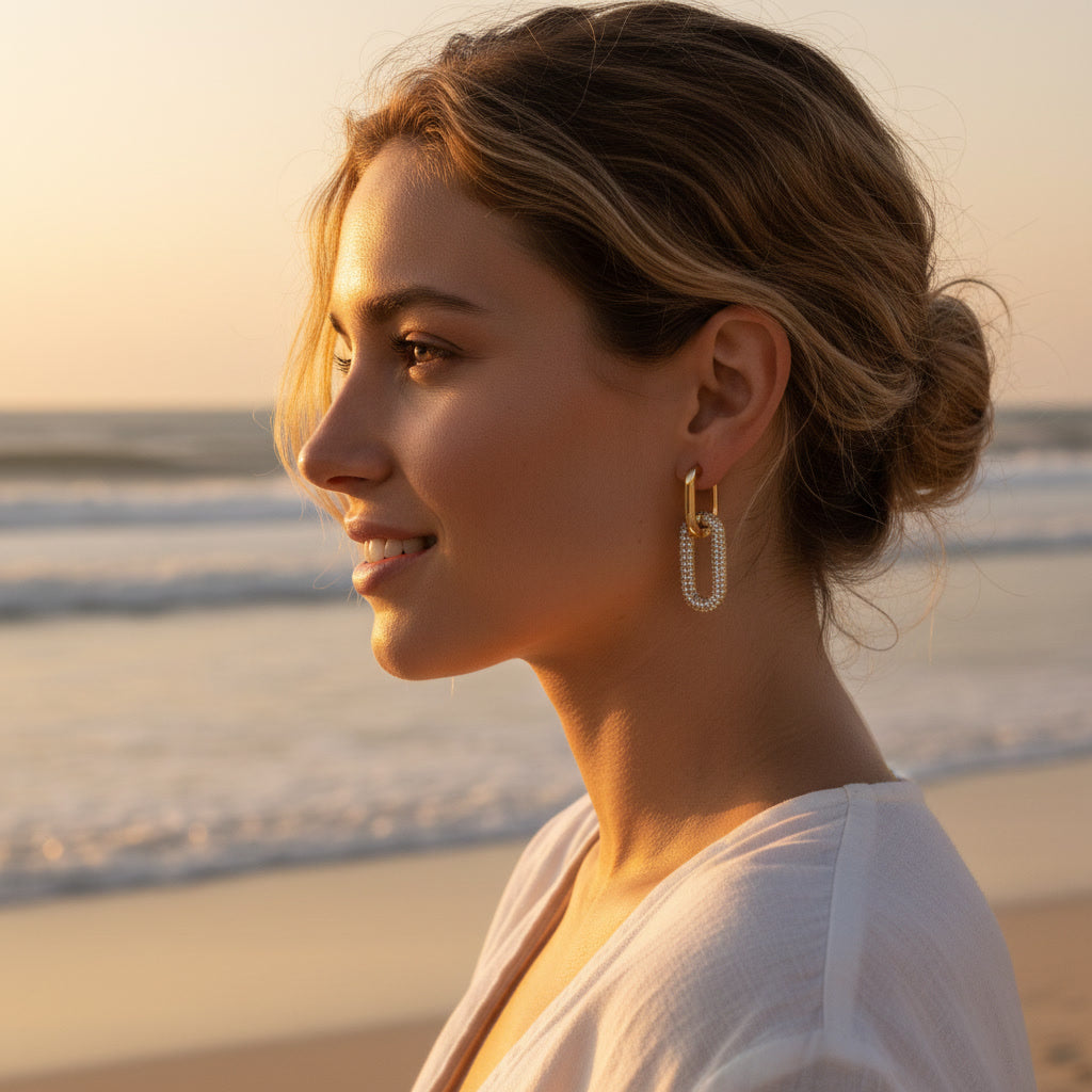 STONE LINK EARRINGS